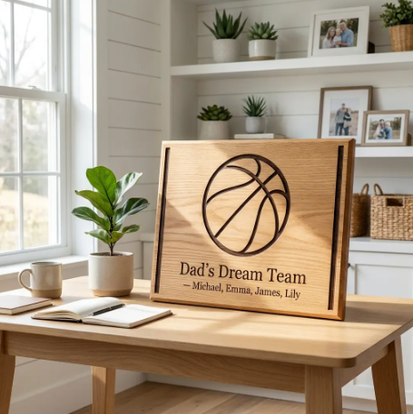 Dad's Dream Team — Personalized Father's Day Plaque with Kids Names